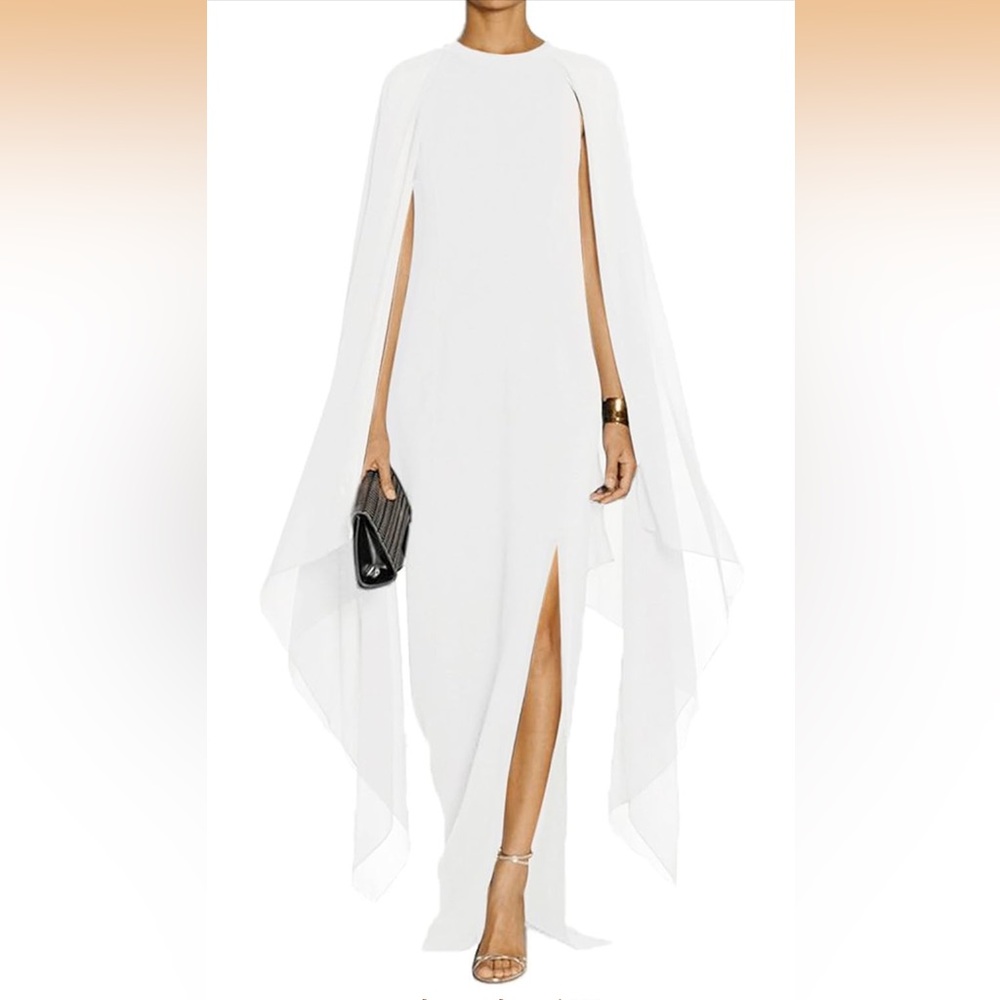Costume Elegant White Dress with Gossamer Sleeves - XL